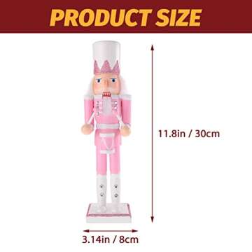 LUOZZY 2 Pcs Wooden Christmas Nutcracker Soldier Christmas Nutcrackers Figures Christmas Table Nutcracker Decorations (Pink 11.80 Inch/30CM)