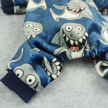 Fitwarm Shark Pet Clothes for Dog Pajamas Cat Jumpsuit PJS Apparel Lightweight Velvet Blue Medium
