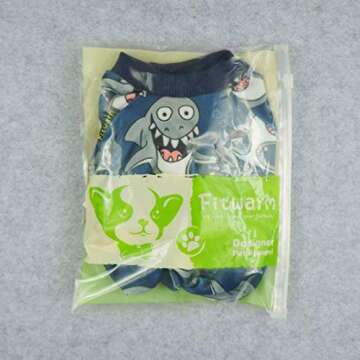 Fitwarm Shark Pet Clothes for Dog Pajamas Cat Jumpsuit PJS Apparel Lightweight Velvet Blue Medium