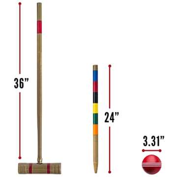 Franklin Sports Outdoor Croquet Set - 6 Player Croquet Set with Stakes Mallets Wickets and Balls - Backyard Lawn - Vintage