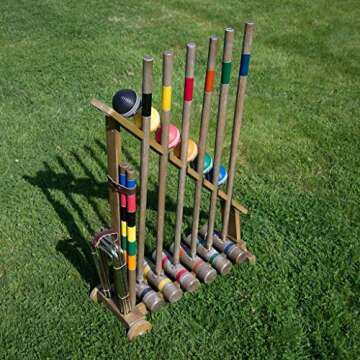 Franklin Sports Outdoor Croquet Set - 6 Player Croquet Set with Stakes Mallets Wickets and Balls - Backyard Lawn - Vintage