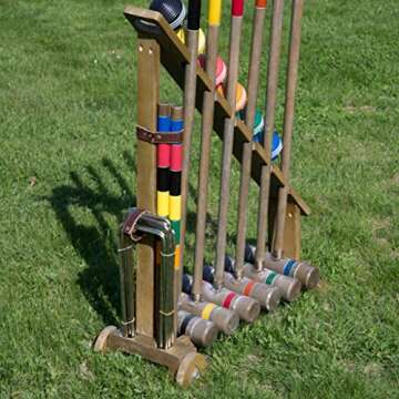 Franklin Sports Outdoor Croquet Set - 6 Player Croquet Set with Stakes Mallets Wickets and Balls - Backyard Lawn - Vintage