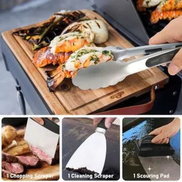 VOZZYOTO 38 PSC Griddle Accessories Kit for Blackstone, Flat Top Grill Tools with Smashed Burger Press and Silicone Grill Mat, Basting Cover, Griddle Spatula Set for Outdoor Camping BBQ
