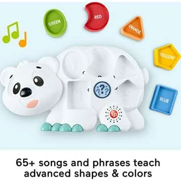Fisher-Price Toddler Learning Toy Linkimals Puzzlin’ Shapes Polar Bear with Lights & Music for Kids Ages 18+ Months, Compatible Only with Linkimals Items