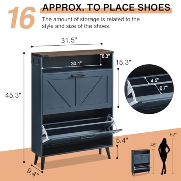 Stylish Barnyatoh Shoe Storage Cabinet for 16 Pairs