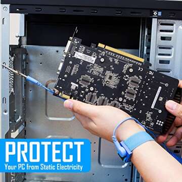 Kingwin Anti Static Wrist Strap 5 Pack Blue, Adjustable ESD Wrist Band Fits Your Wrist Comfortably. ...