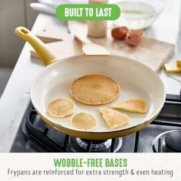 GreenLife Soft Grip Healthy Ceramic Nonstick 7" and 10" Frying Pan Set, PFAS & PFOA-Free, Dishwasher Safe, Egg Omelet Skillet, Cookware for Easy Cooking, Non-Stick Kitchen Essentials, Yellow