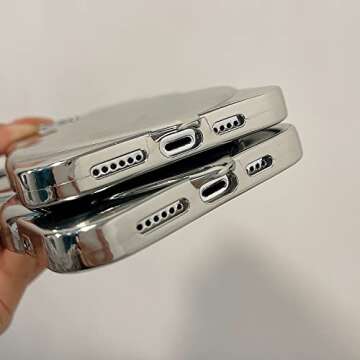 Espumoso Cute Case Compatible with iPhone 14 Pro Max 6.7'', 3D Cartoon Heart Case with Lovely Bracelet Chain Camera Protector Case Plating Soft TPU Shockproof Protective for Women & Girls (Silver)