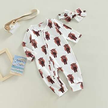 Gueuusu Cow Print Baby Romper for Winter Fun