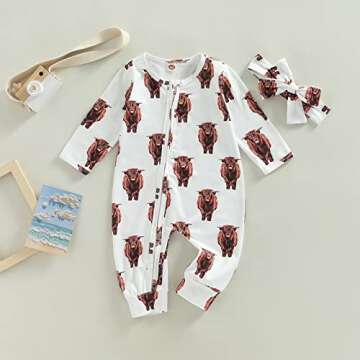 Gueuusu Cow Print Baby Romper for Winter Fun