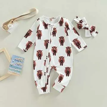 Gueuusu Cow Print Baby Romper for Winter Fun