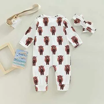 Gueuusu Cow Print Baby Romper for Winter Fun