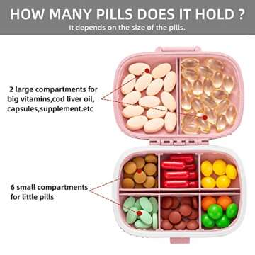 EveryBling Cute Pill Organizer Small Bling Pill Case for Purse Medicine Vitamin Container Holder Dai...