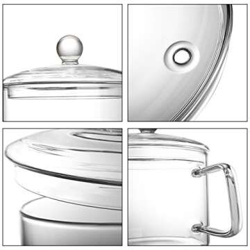 Suwimut 1.3L Glass Saucepan for Pasta Soup Home Cooking