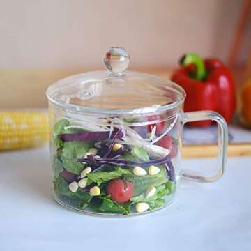 Suwimut 1.3L Glass Saucepan for Pasta Soup Home Cooking
