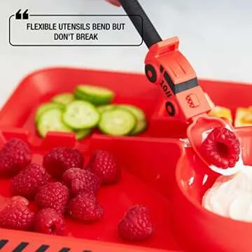 Dinneractive Dining Set for Kids - 3PC Red Race Car Dinnerware - Race Car Utensils - Toddler Plates - Baby Dishes