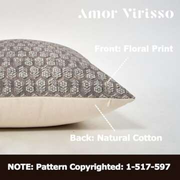Amor Virisso Floral Pillow Covers 18x18 Couch Pillows for Living Room Farmhouse Neutral Pillow Cover...