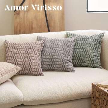 Amor Virisso Floral Pillow Covers 18x18 Couch Pillows for Living Room Farmhouse Neutral Pillow Covers Decorative Throw Pillow Covers Accent Sofa Pillows 1PC,Light Taupe