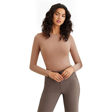 SHAPERX Women's Soft Long Sleeve Bodysuit for Every Outfit