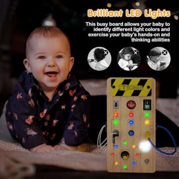 JGOBUB Montessori Toddler Toys-Baby Wooden Busy Board-Sensory Toys with Light Switch-Baby Travel Toys-Preschool Educational Learning Activities Toys-Gifts for Boys Girls Ages 1 2 3 4+ Year Old