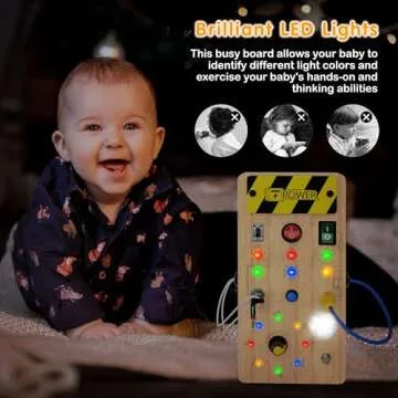 JGOBUB Montessori Toddler Toys-Baby Wooden Busy Board-Sensory Toys with Light Switch-Baby Travel Toys-Preschool Educational Learning Activities Toys-Gifts for Boys Girls Ages 1 2 3 4+ Year Old