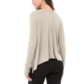 ODODOS Women Long Sleeve Tee with Thumb Hole - Yoga & Gym