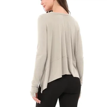 ODODOS Women Long Sleeve Tee with Thumb Hole - Yoga & Gym