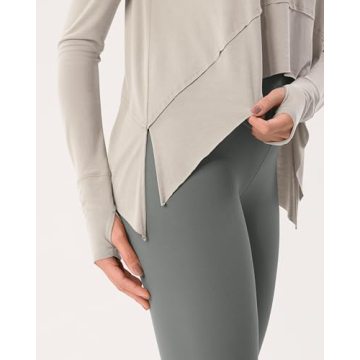 ODODOS Women Long Sleeve Tee with Thumb Hole - Yoga & Gym