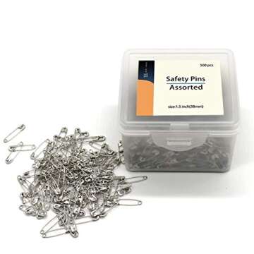 vrupin 1.5Inch/38mm Safety Pins Bulk (38mm-500pcs)