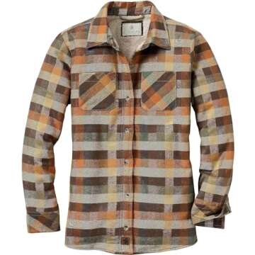 Legendary Whitetails Women's Open Country Flannel Shacket Sherpa Lined Plaid Fleece Shirt Jacket Ladies Western Clothing Coat