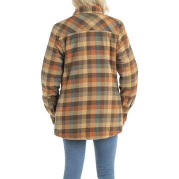 Legendary Whitetails Women's Open Country Flannel Shacket Sherpa Lined Plaid Fleece Shirt Jacket Ladies Western Clothing Coat