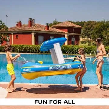Zone Tech Harbor Master Inflatable Patrol Boat Pool Float Ride-on, Fun Water Toy Squirter, for Kids & Adults, Sturdy Handles, Easy Inflation
