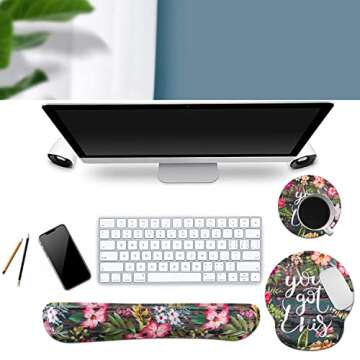 iLeadon Mouse Pad with Wrist Support Keyboard Wrist Rest Set, Ergonomic Mouse Pad with Non-Slip Base...