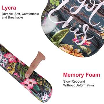 iLeadon Mouse Pad with Wrist Support Keyboard Wrist Rest Set, Ergonomic Mouse Pad with Non-Slip Base for Computer Home Office + Coasters, Easy Typing & Pain Relief Mouse Mat, Wood Grain Flowers