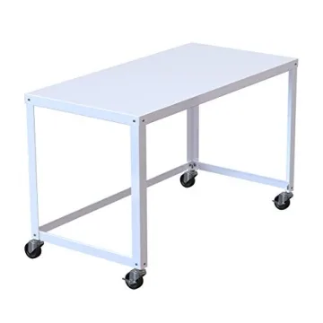 Office Dimensions 21647 White Mobile Metal Desk Workstation with Wheels