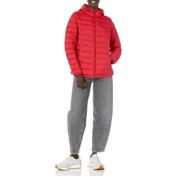 Amazon Essentials Women's Lightweight Long-Sleeve Full-Zip Water-Resistant Packable Hooded Puffer Jacket, Red, XX-Large