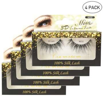 4 Pairs of Miss Lash 100% Handmade Tapered 3D Volume Lash M232