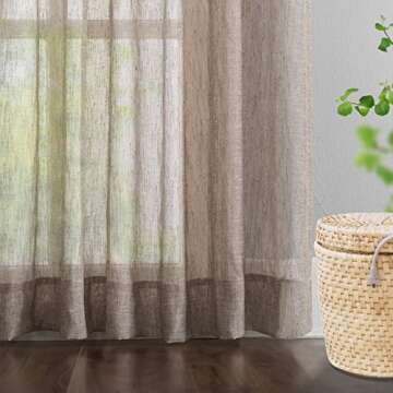 LANTIME Sheer Curtains - Elegant Faux Linen Panels