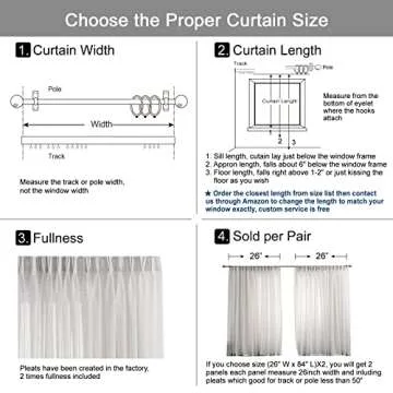 LANTIME Sheer Curtains - Elegant Faux Linen Panels