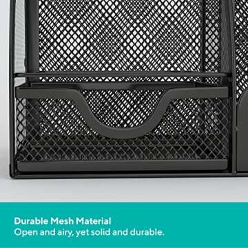 Mindspace Office Desk Organizer with 6 Compartments + Drawer | The Mesh Collection, Black…