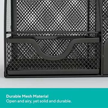 Mindspace Office Desk Organizer with 6 Compartments + Drawer | The Mesh Collection, Black…