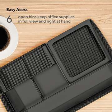 Mindspace Office Desk Organizer with 6 Compartments + Drawer | The Mesh Collection, Black…