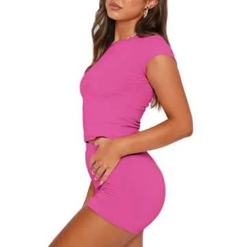 Stylish SAMPEEL Women's Workout Set - Hot Pink Comfort