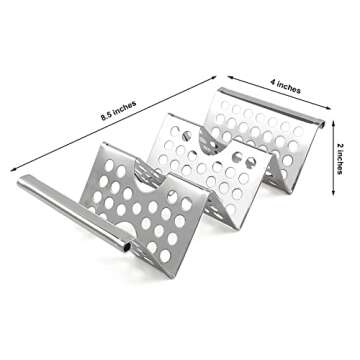 4 Pack Stainless Steel Taco Holders, Premium Taco Stands, Holds 2 Or 3 Tacos Each Taco Tray, Taco Ra...
