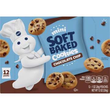 Pillsbury Mini Soft Baked Cookies, Chocolate Chip, Snack Bags, 12 ct