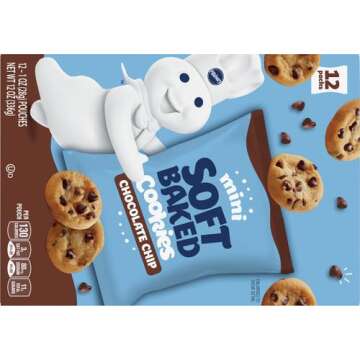 Pillsbury Mini Soft Baked Cookies, Chocolate Chip, Snack Bags, 12 ct