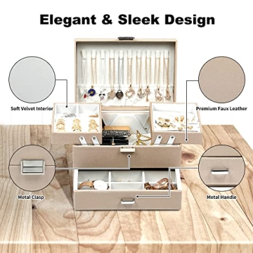 Dajasan 3 Layers Jewelry Box Organizer for Women
