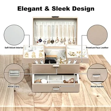 Dajasan 3 Layers Jewelry Box Organizer for Women