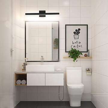 Joossnwell LED Bathroom Vanity Lighting Fixture Morden Bath Light Bar 23.62" Inch Black Wall Sconce ...