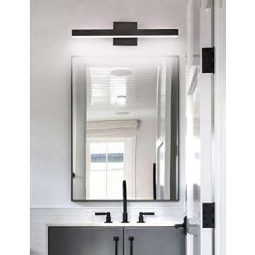 Joossnwell LED Bathroom Vanity Lighting Fixture Morden Bath Light Bar 23.62" Inch Black Wall Sconce 18W 4000K